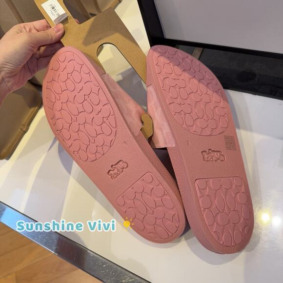 New Coach women Udele Sport Slide Signature Canvas CAR28 Powder Pink US 7 - Picture 3 of 10